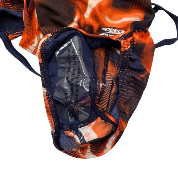 Speedo Endurance+ Flash Time Flyback Swimsuit Women 28 Orange Navy Athletic NEW - Picture 11 of 13